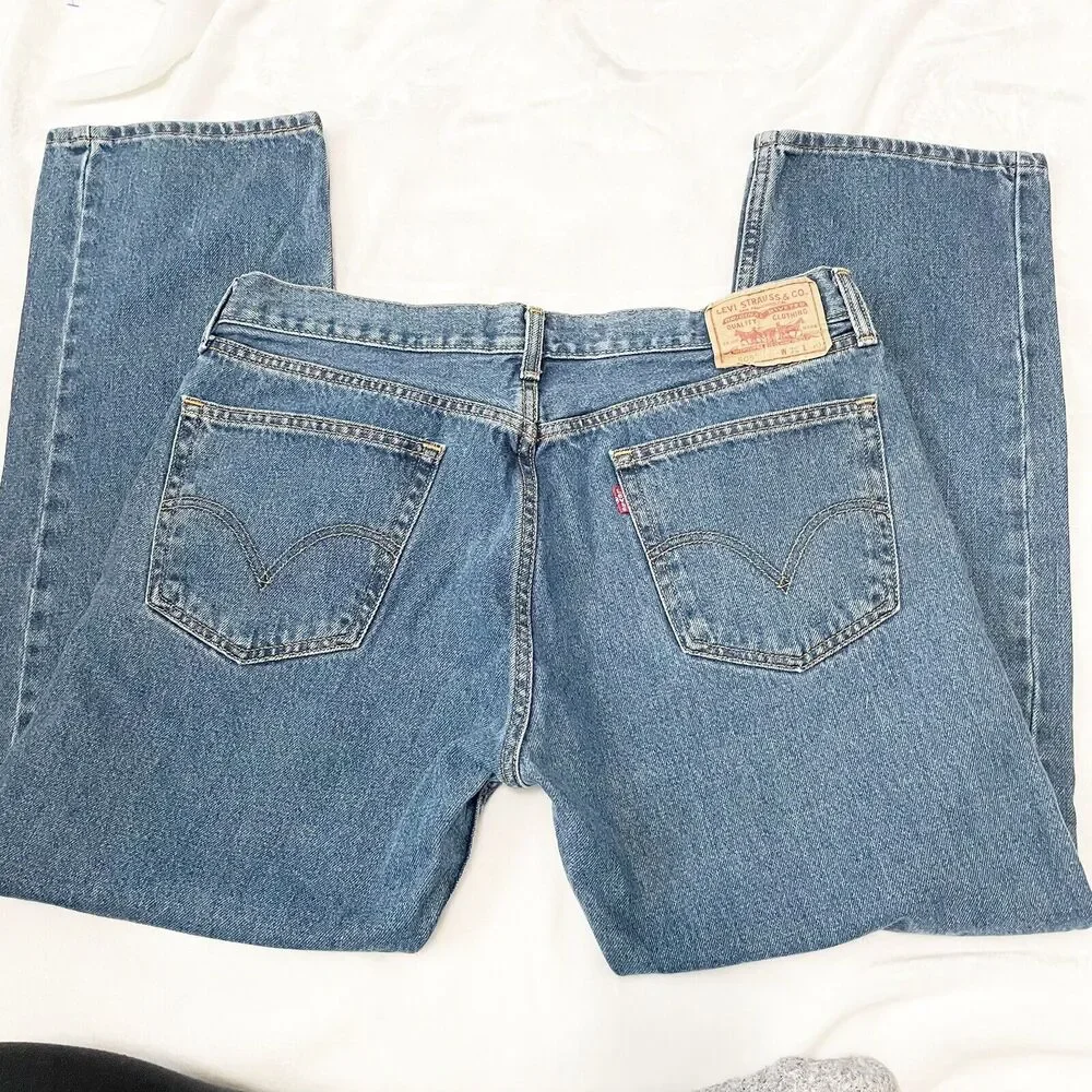 levis 505 straight fit jeans mens blue denim size 36x30 Cotton